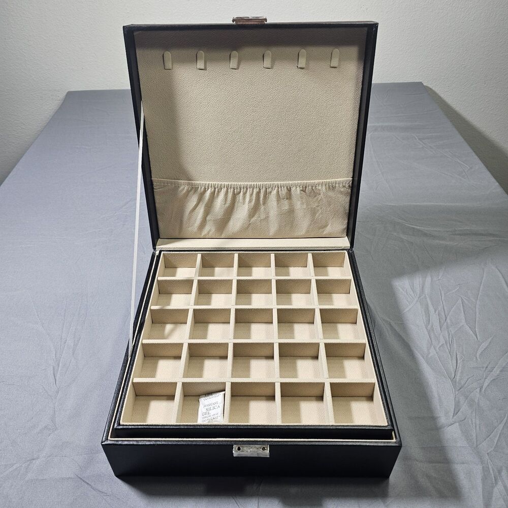 Afoxsos 2 Layer PU Leather Jewelry Box with Mirror 50 Compartment Organizer... - Picture 4 of 11